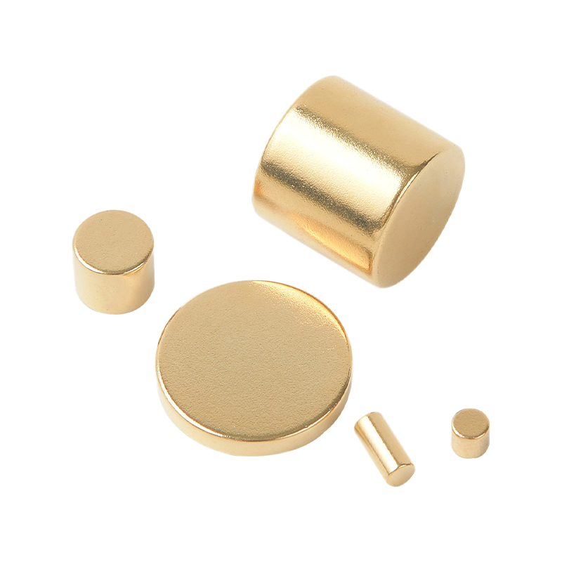 Round Cylinder Permanent Magnet with Gold Plating N35-N52